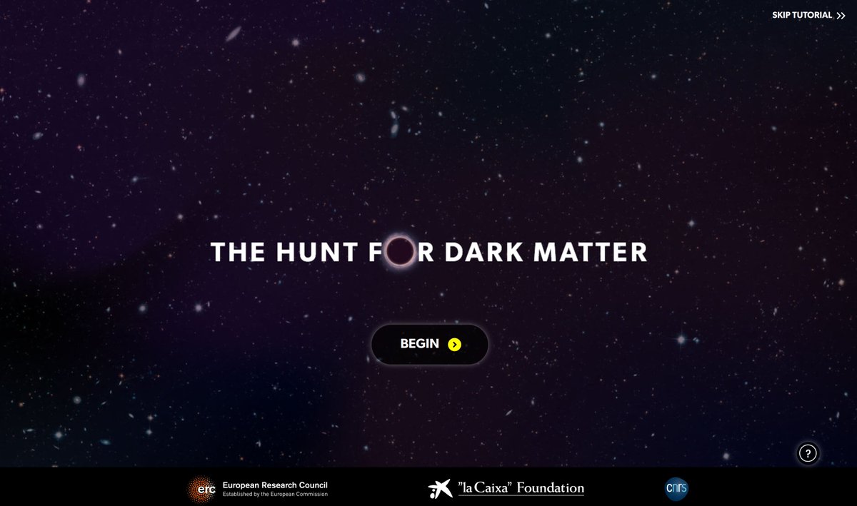 Oddly enough, one of the best ways to learn about dark matter is through its interaction with light. (Gravitationally!) You can explore, and learn about, gravitational lensing in The Hunt for Dark Matter web app gravitational-lensing.explored.info