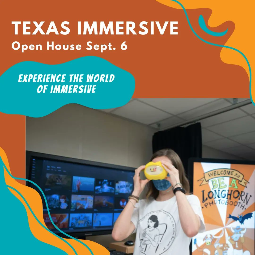 Happy Labor Day Longhorns! Looking for something to do when you're back on campus? Look no further! #TXADPRCreatives in @texasimmersive are hosting an Open House! Stop by CMA 6.154 from 5-7pm on Wednesday 9/6 to check it out 😎