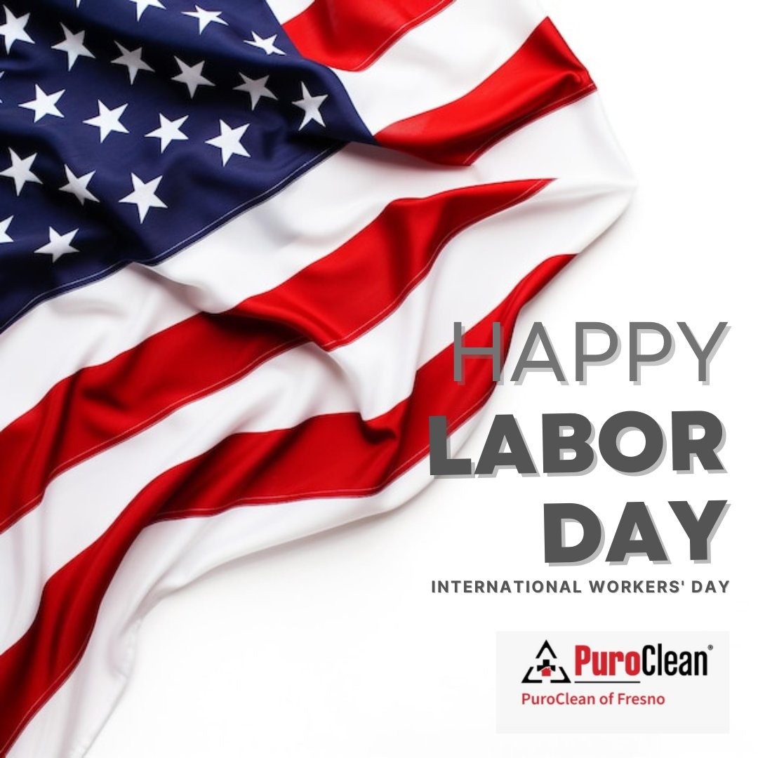 Together with the rest of America, we celebrate every worker today.

And to everyone at #PuroCleanOfFresno, thank you for all your hard work, determination, and dedication that has brought us this far!

#HappyLaborDay