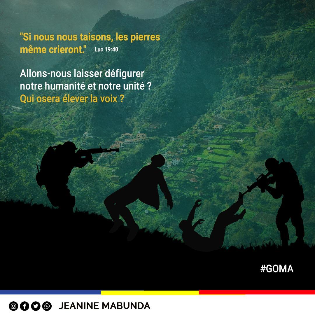 JeanineMabunda's tweet photo. Luc 19:40  "Si nous nous taisons, les pierres même crieront."

Allons-nous laisser défigurer notre humanité et notre unité ? 

Qui osera élever la voix ?

#RDCongo #ponacongo #goma #massacre #peuple https://t.co/u6FbZW0VoE