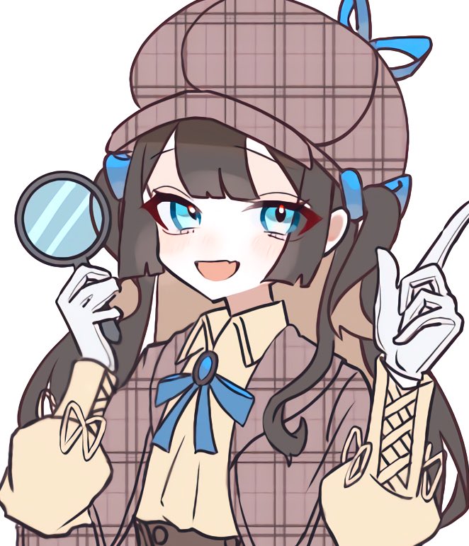 1girl magnifying glass deerstalker blue eyes solo hat detective  illustration images