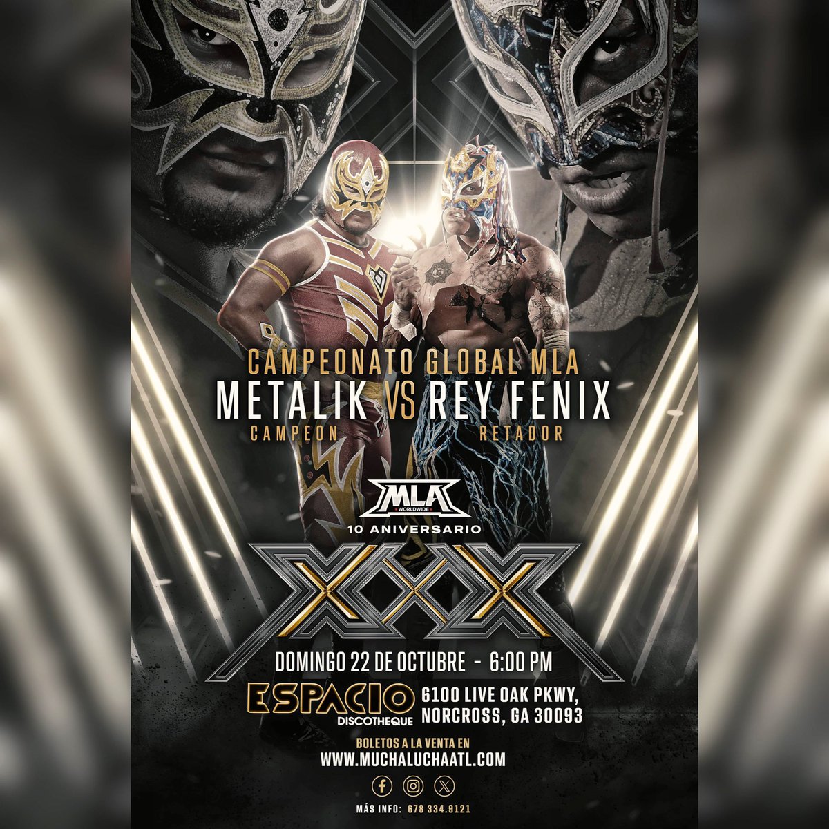 Let’s go it’s Official <a href="/Mascaradorada24/">METALIK</a> vs <a href="/ReyFenixMx/">REY FENIX WWE</a> MLA XXX 🔥🇲🇽🇺🇸 Sunday October 22th celebrating 10th Anniversary of MLA