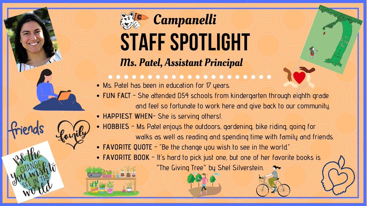 CampiCougars's tweet image. Our next Staff Spotlight shines on Ms. Patel, our new Assistant Principal! While she is new to Campanelli, she is not new to School District 54!  Learn more about Ms. Patel below! We are so glad that she joined the Campanelli staff this year! #MovingMountains #TEAMCampi