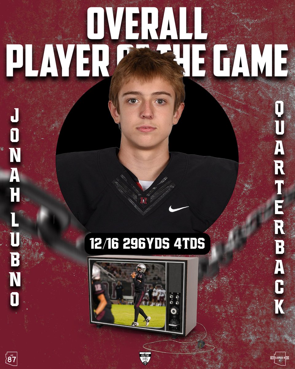 CoachBabcock_'s tweet photo. Congratulations to 2027 QB @LubnoJonah for being named JV Overall Player of the Game vs Desert Ridge! He was 12/16, threw for almost 300 yards and had 4 TD’s in ONE HALF!! #DevelopedHere @Husky_Football7 @CoachBrusby https://t.co/j3V8ghkJFu