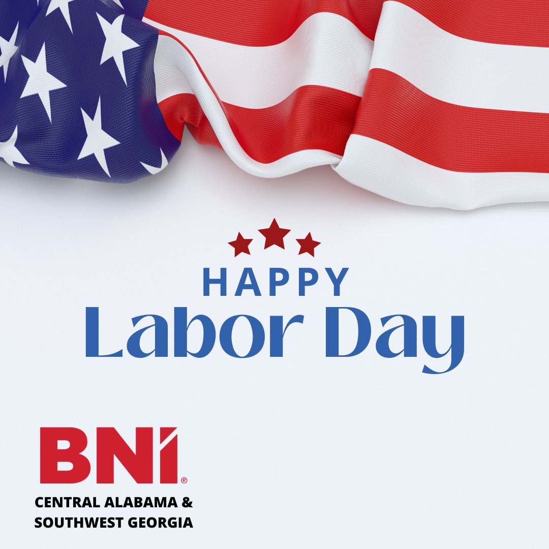bnicalswga's tweet photo. Happy Labor Day!
#LaborDay #Giversgain #LifelongLearning #Networking #BNI #Goals #alabama #georgia #sales #entrepreneur #Montgomeryal #prattvillealabama #millbrookalabama #columbusga #phenixcity #valdosta #thomasville #bainbridgega #Moultrie #americus #Albany #Dothan #money https://t.co/KCcmc8kIWe