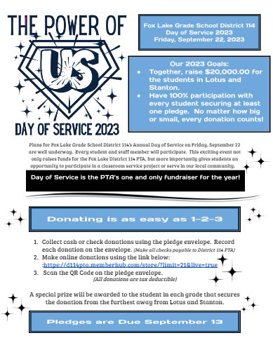 Our Day of Service is coming soon! Info below. Donate at:

d114pta.memberhub.com/store/?limit=2…