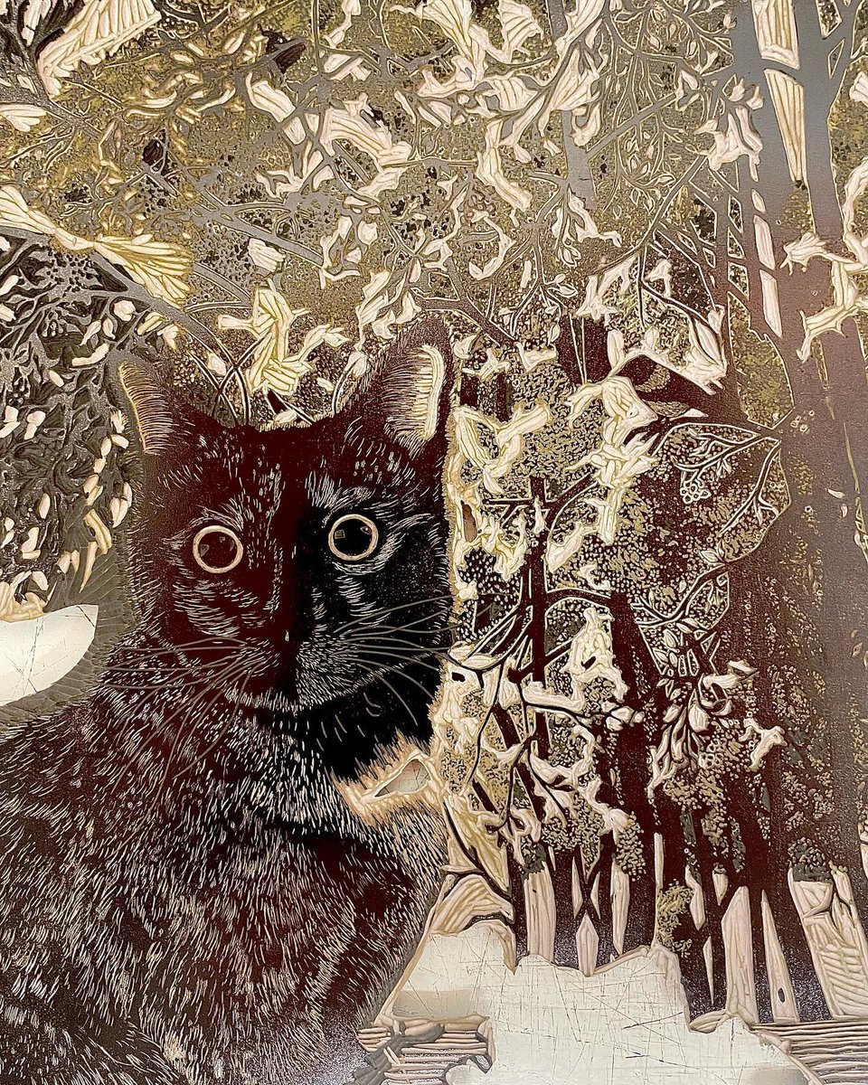 #Cat linoprint by Maria Bourma