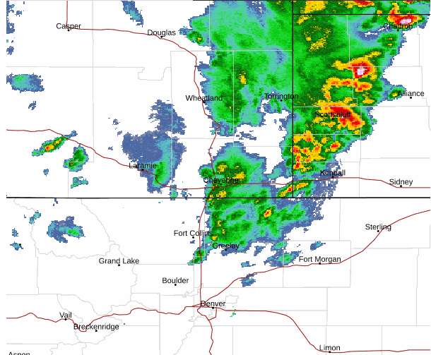 Jasamsdestiny's tweet photo. Current radar
That's quite the storms you're having #Alliance, #ScottsBluff....   All storms are moving north, north east and there's currently no storm warnings.  But there are strong storms around Scottsbluff, #Gering, Scotts Bluff Monument &amp; #BoxButte Campgrounds.
#NEwx #NE https://t.co/RYumQSqbuC
