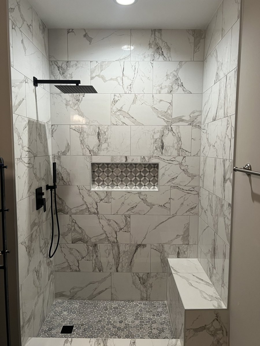 Champ_1820's tweet photo. Just did a bathroom shower remodel on the house over the weekend my fiancée approves of it 😂 https://t.co/LtF12RxoqC