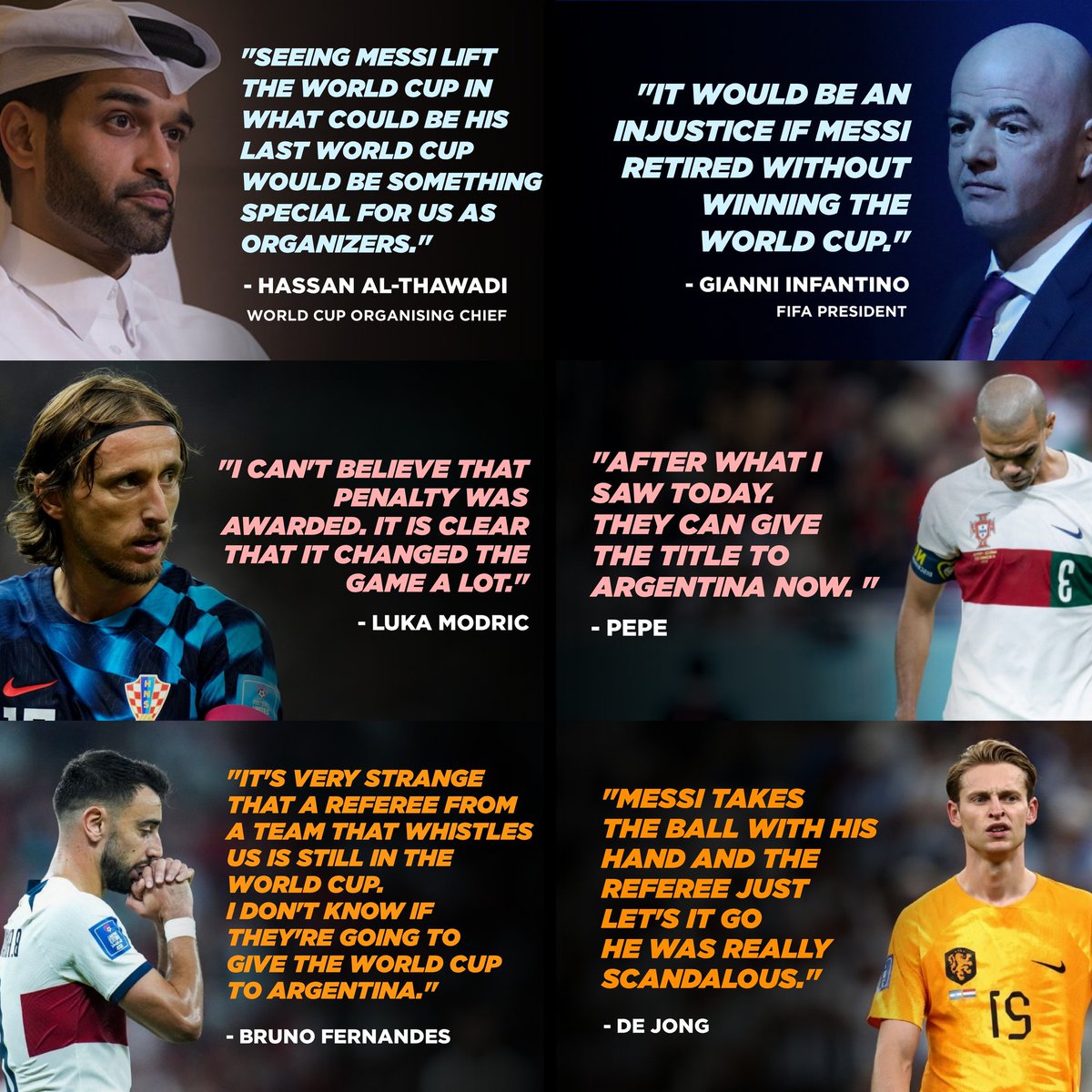 Louis van Gaal isn't wrong though. Here's some scandalous quotes regarding  Argentina \u0026 Messi during the World Cup 2022., image size:1200x1200