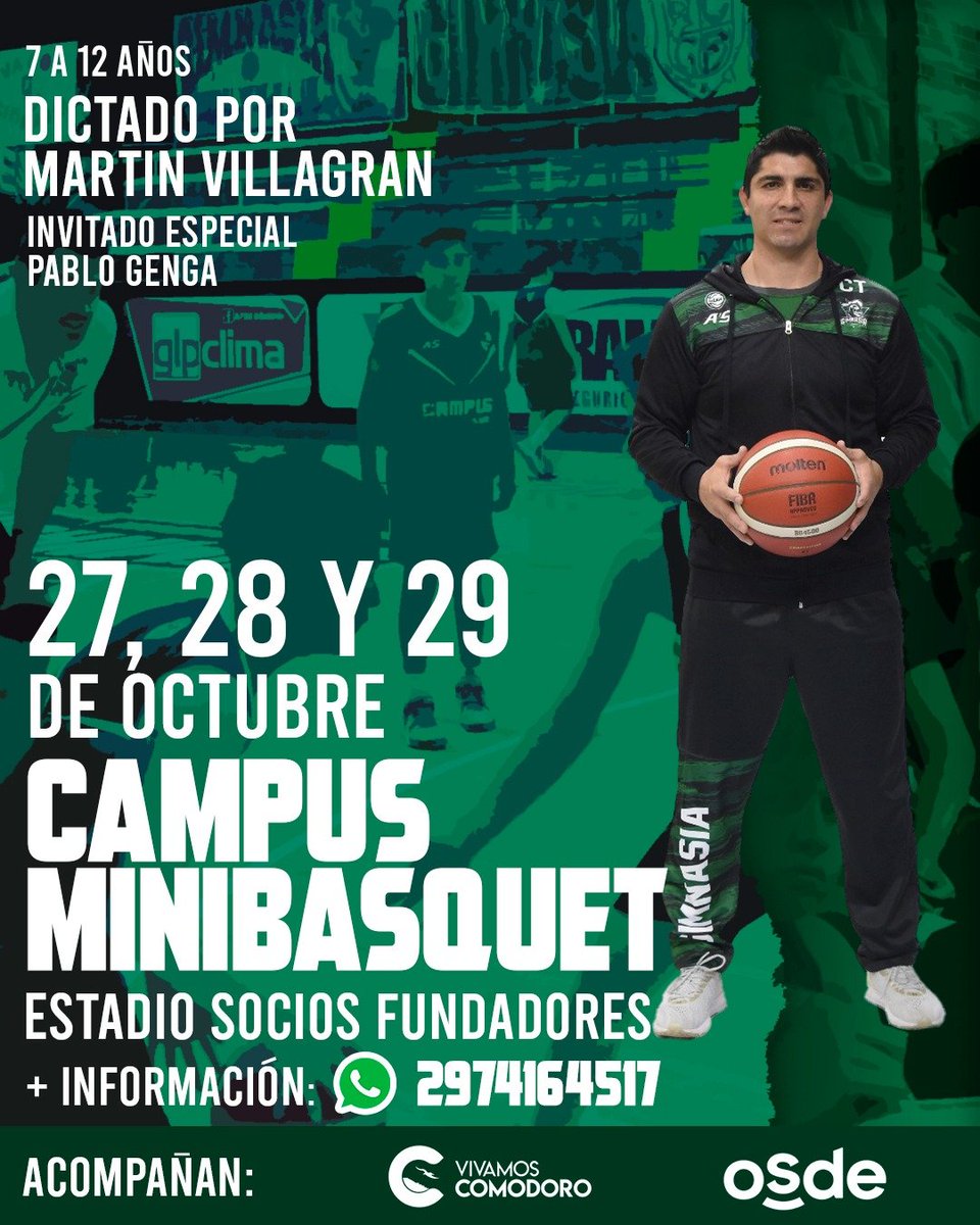 GyECR's tweet photo. CAMPUS DE MINIBÁSQUET,  LA OPORTUNIDAD DE APRENDER CON GRANDES ENTRENADORES 

Ya está abierta la inscripción para el Campus de Minib��squet a cargo del DT Martín Villagrán y que tendrá como invitado especial a Pablo Genga.

 Para mayor información comunícate al 2974164517. https://t.co/oVspzHP6wE