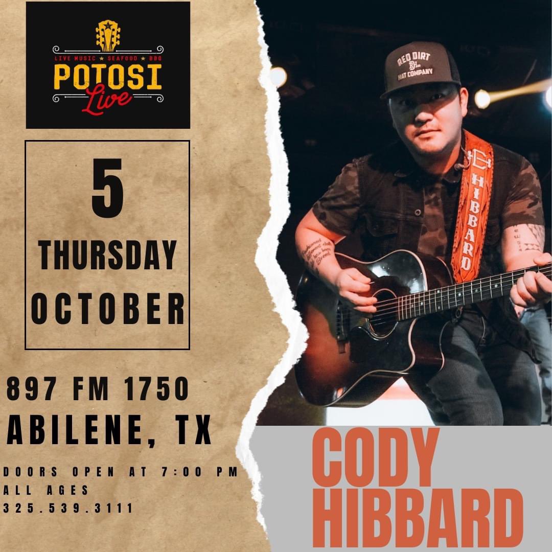 Thursday, October 5th
Cody Hibbard
Doors Open at 7:00 PM
All Ages
Indoor Concert
stubwire.com/event/codyhibb…