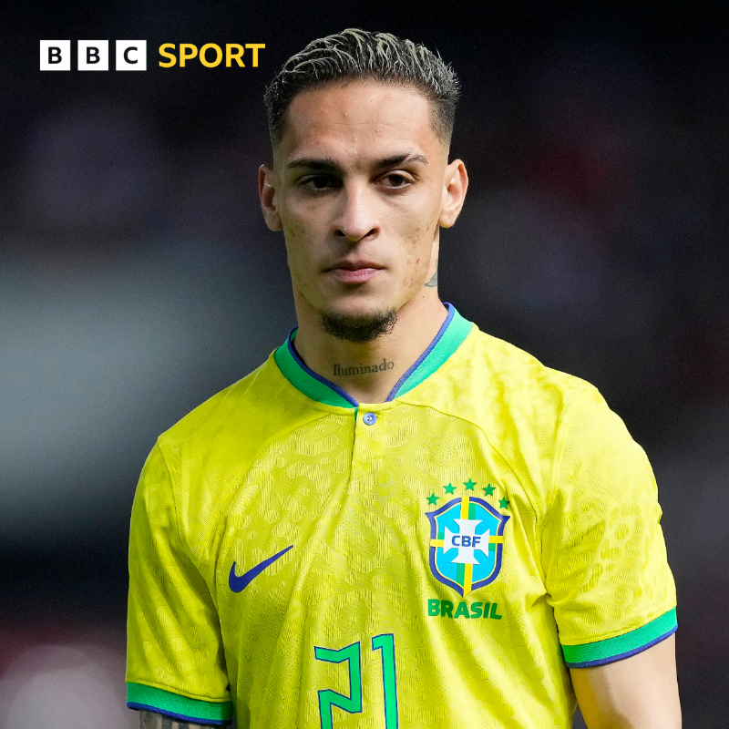 BBCSport's tweet photo. Brazil have dropped Manchester United winger Antony following allegations of abuse by his former girlfriend.