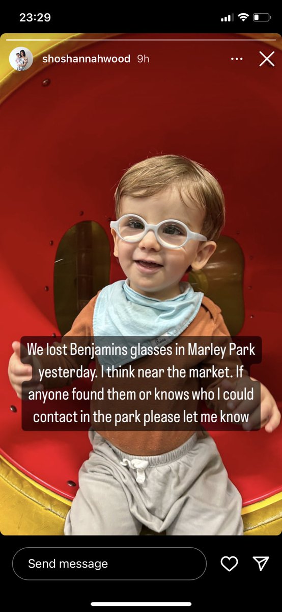 Oh no!! Hope Benjamin gets his glasses 👓 back !!  Beautiful little guy!! If you come across them please contact his Mammy on Instagram, or me here and I’ll pass on. #marlaypark