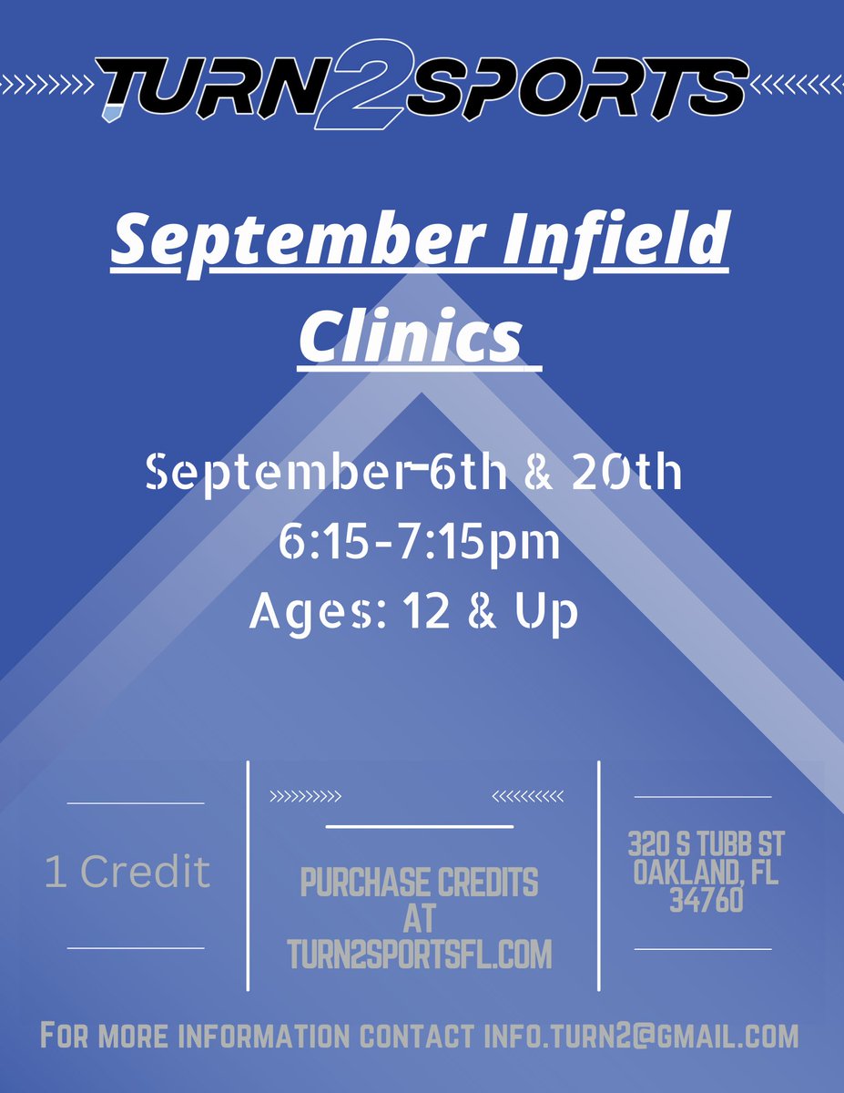 Infield clinic dates for September!