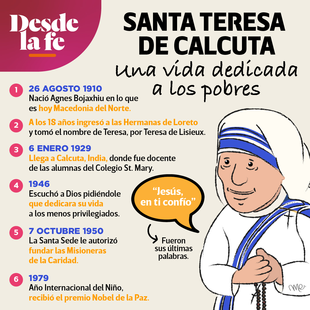 #FelizMartes 🙏 Este 5 de septiembre celebramos a santa #TeresadeCalcuta, la religiosa que dedicó toda su vida a servir a los más pobres. ¡Conoce todo sobre uno de los personajes más importantes del siglo XX! 👉 bitly.ws/TUy2