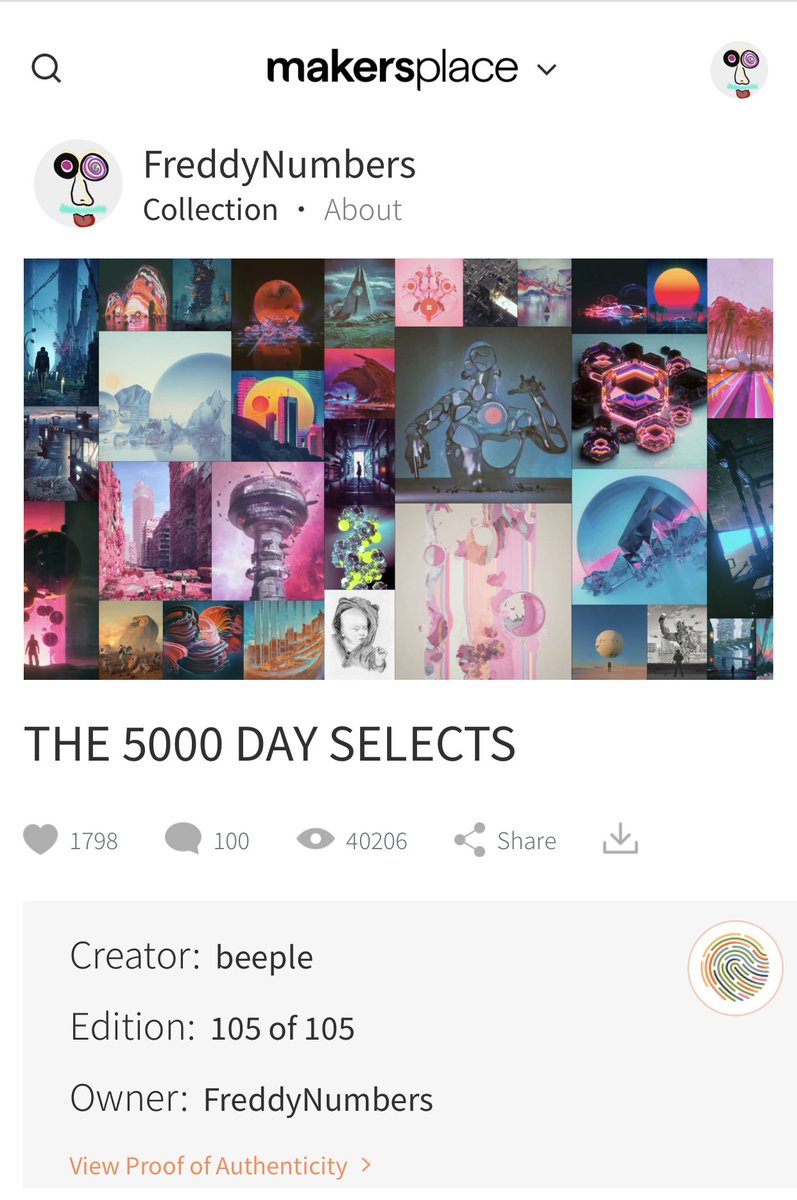 FreddyNumbers's tweet photo. Anyone interested in trading a Fewo top 50 paint for (Beeple 5000 day selects #105/105 w/un opened physical) hmu https://t.co/omi30p4bph