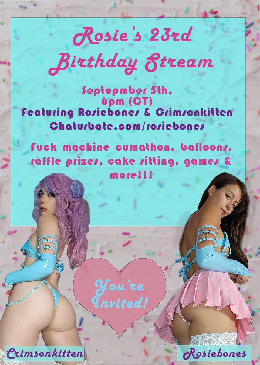 Celebrating with @_Rosie_Bones for her birthday tomorrow!🥳 Starting at 6pm CT The 🔗 is in her bio. Check it out and give her a follow and a happy birthday🩷