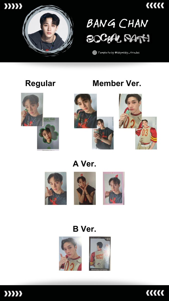 maeujisuwo's tweet photo. SOCIAL PATH TEMPLATE INDIVIDUAL ALBUM PHOTOCARDS

- Bangchan
- Leeknow
- Changbin
- Hyunjin

https://t.co/fs6NsJbG6V

#StrayKids
#スキズ
#スキズ_1st_EP
#JAPAN_1st_EP
#SKZ_SocialPath_featLiSA
#SKZ_SuperBowl https://t.co/htAdjNAzXF