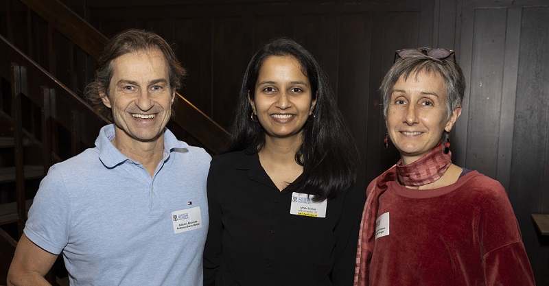 Congratulations to PhD student Maitri Tomar, who won the <a href="/uwanews/">UWA</a> 3 Minute Thesis competition, pictured with her supervisors, Prof Bruno Meloni and Assoc Prof Jennifer Rodger, at an awards event at UWA last week. Her presentation was titled "Giving the Brain a Second Chance".