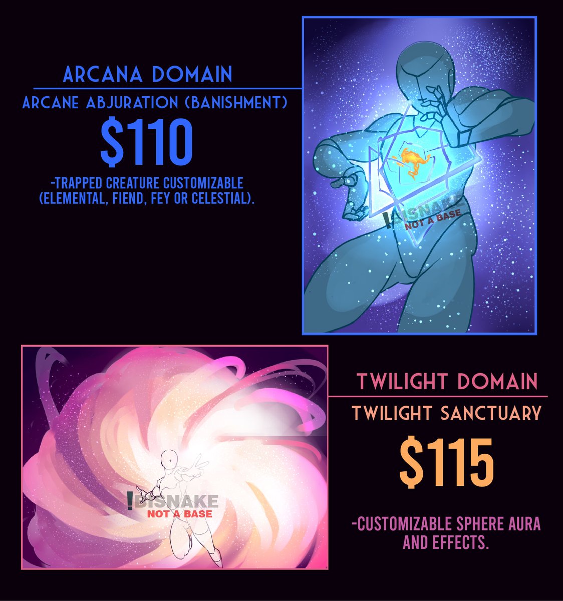 Ibisnake's tweet photo. Channel the Gods' power and make a miracle in your time of need! The Cleric 5e #YCH is here! Pick a Domain, pick an OC and fill up a form (First comment in the thread) to claim a spot! 💛🪦🪄🌇🕶️🌩️
.
.
#dnd #dnd5e #YCHcommission #artistsontwitter https://t.co/DMa8wYkL30