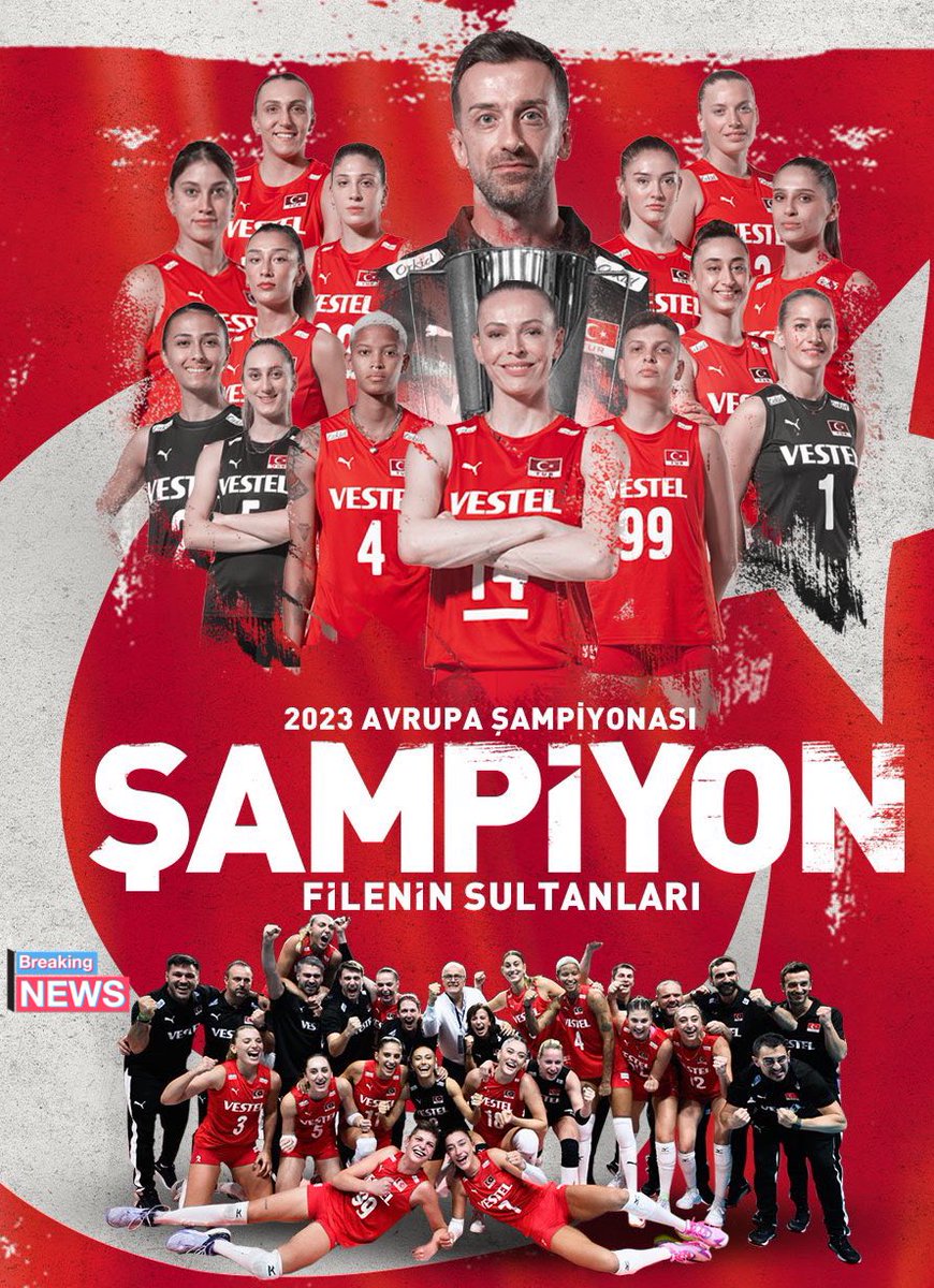KemalErkanUSA's tweet photo. History in the making! The Turkish Volleyball National Team spikes their way to glory, clinching the European Championship title! 🇹🇷🥇#TurkeyVolleyballChamps #EuropeanChampions https://t.co/TbIU0DdTpF