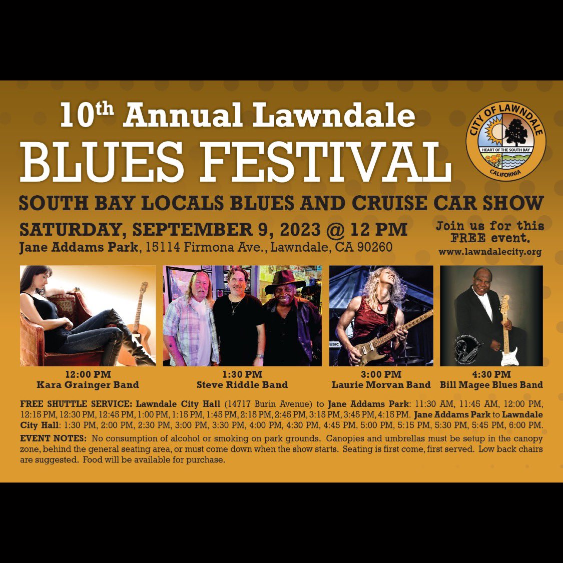 steveriddleband's tweet photo. The Steve Riddle Band will be performing at the Lawndale Blues Festival on Saturday September 9th at 1:30 pm see you there!
#steveriddle #steveriddleband #blues #bluesband #livemusic #livebands #concerts #lawndalebluesfestival #bluesfestival #socal #socalevents https://t.co/KyUlf3wTy6