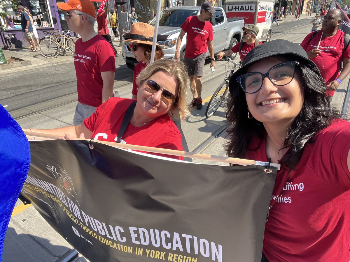 PalwashahAli's tweet photo. Couldn’t think of a better group to spend this #labourday with! As school starts up this week, standing in solidarity with our edu unions &amp; workers who fight hard for better publicly funded education. Shoutout to @torontolabour for organizing an amazing parade as always! https://t.co/tYTZs5J5BW
