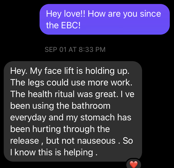 SoulDriveGlobal's tweet photo. I love to see the EBC work still holding up, the feedback on the rituals and just overall seeing ya’ll win!! When y’all win, that truly adds to my joy. Everyday I am thankful to witness our community thrive! 😍✨🥰 https://t.co/E3NhS6vTuK
