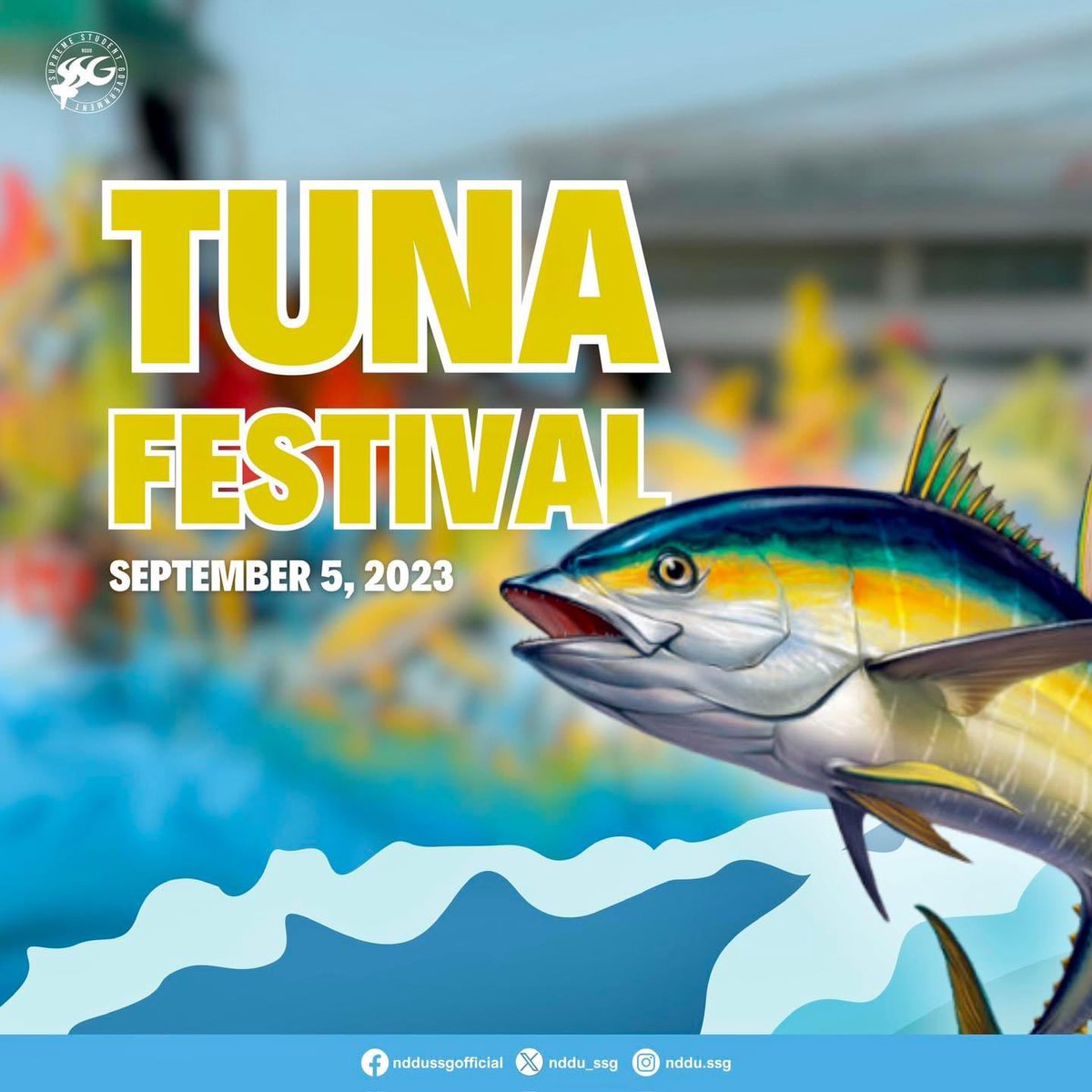 nddu_ssg's tweet photo. 𝗦𝗘𝗣𝗧𝗘𝗠𝗕𝗘𝗥 𝟱 | 𝗧𝘂𝗻𝗮 𝗙𝗲𝘀𝘁𝗶𝘃𝗮𝗹

Magandang GenSan!

As the Tuna Capital of the Philippines and the golden source of tuna globally, we proudly hang the banners of festivity and fun. https://t.co/pWLw5rLv1T