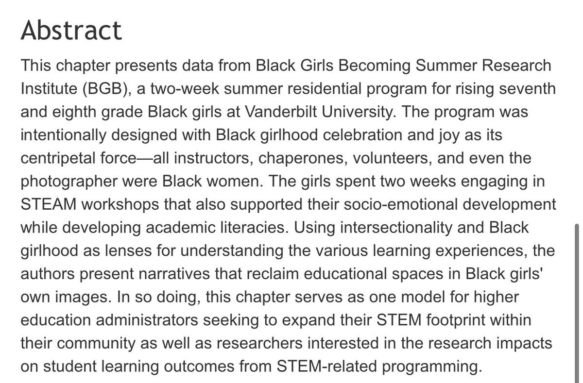 Identity-Centered STEM Curricula for Black Girls: An Intersectional Intervention for Black Girl Joy | ✍🏽: @profnicolej &amp; colleagues - goo.gl/scholar/5soSyY #ScholarAlerts