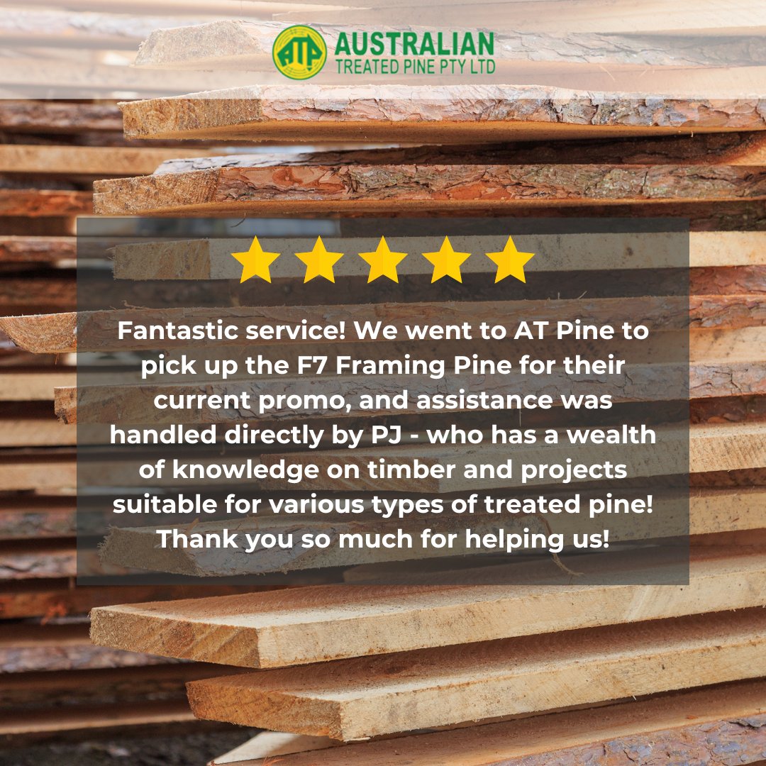 ATPineVic's tweet photo. We are so pleased you were happy with our products and customer service – we can’t wait to see your big project’s end result!
.
If you’ve shopped with AT Pine for your treated pine needs, feel free to leave us a review about your experience on google!
.
📱@australiantreatedpi ... https://t.co/AnBkVXVK4C