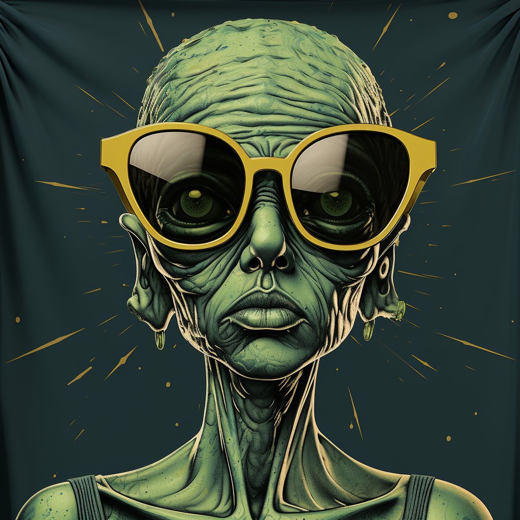 Hugofloresf's tweet photo. Check out  these alien pop fashion cool mix
#AIArtworks #aiart #cool #popart  #fashionpop #avantgarde #Fashionista #sunglasses #style #slick #elegant #retropop #alien #alienpop #alienfashion @midjourney @The_DailyAi #arte #inteligenciaartifical #portrait #linocutprint #gouache #vogue #newartist #hugoai #heffai