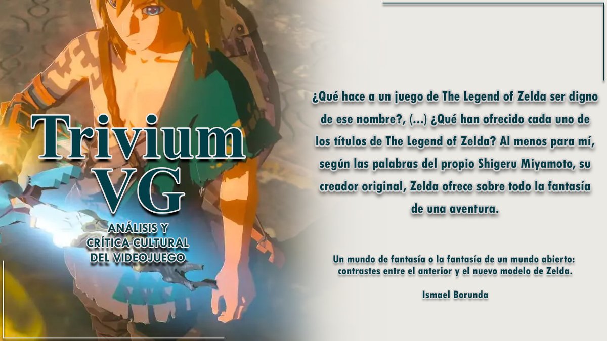 ¡Nuevo texto en #TriviumVG!

En esta ocasión, Ismael Borunda escribe en torno a las diferencias entre la anterior estructura de los Zeldas y la nueva, la posterior a Breath of the Wild y Tears of the Kingdom

¡Link en el siguiente tweet!