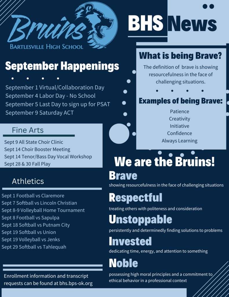 September Happenings at BHS! #bvillebruWIN