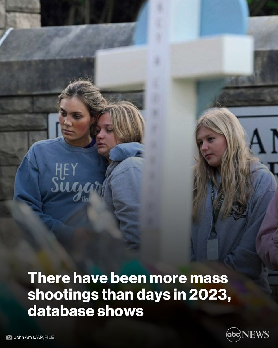 ABC's tweet photo. The U.S. has experienced at least 484 mass shootings so far this year, according to the Gun Violence Archive. This averages out to almost two mass shootings a day. https://t.co/f19eHmcvzJ https://t.co/ONLCyOpKIY
