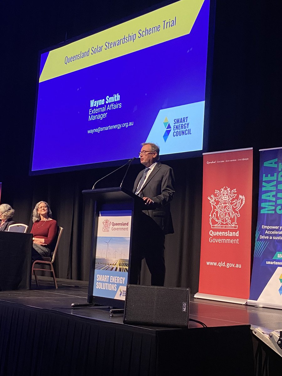 SDHamiltonVIC's tweet photo. #SmartEnergyQLD @SmartEnergyCncl’s Wayne Smith @CleanEconomySer outlining the outstanding with SEC is doing with the QLD Gov on #SolarPanelRecycling 👍👍 #SmartToo #NotWaiting https://t.co/IvjR22oWxF