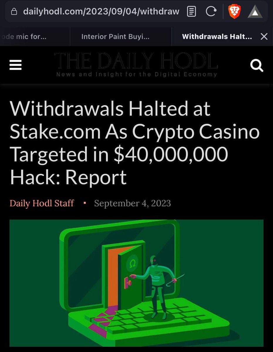 IDO_Insights's tweet photo. ⚠️ Withdrawals have been temporarily halted on #Stake.com.
#Stake is a crypto casino, and reports suggest it has suffered a $41 million $USD hack.
...it seems the hacker didn't take a #LaborDay Day break.
#stakehack #Crypto #casino https://t.co/mvHj2Bw8SF