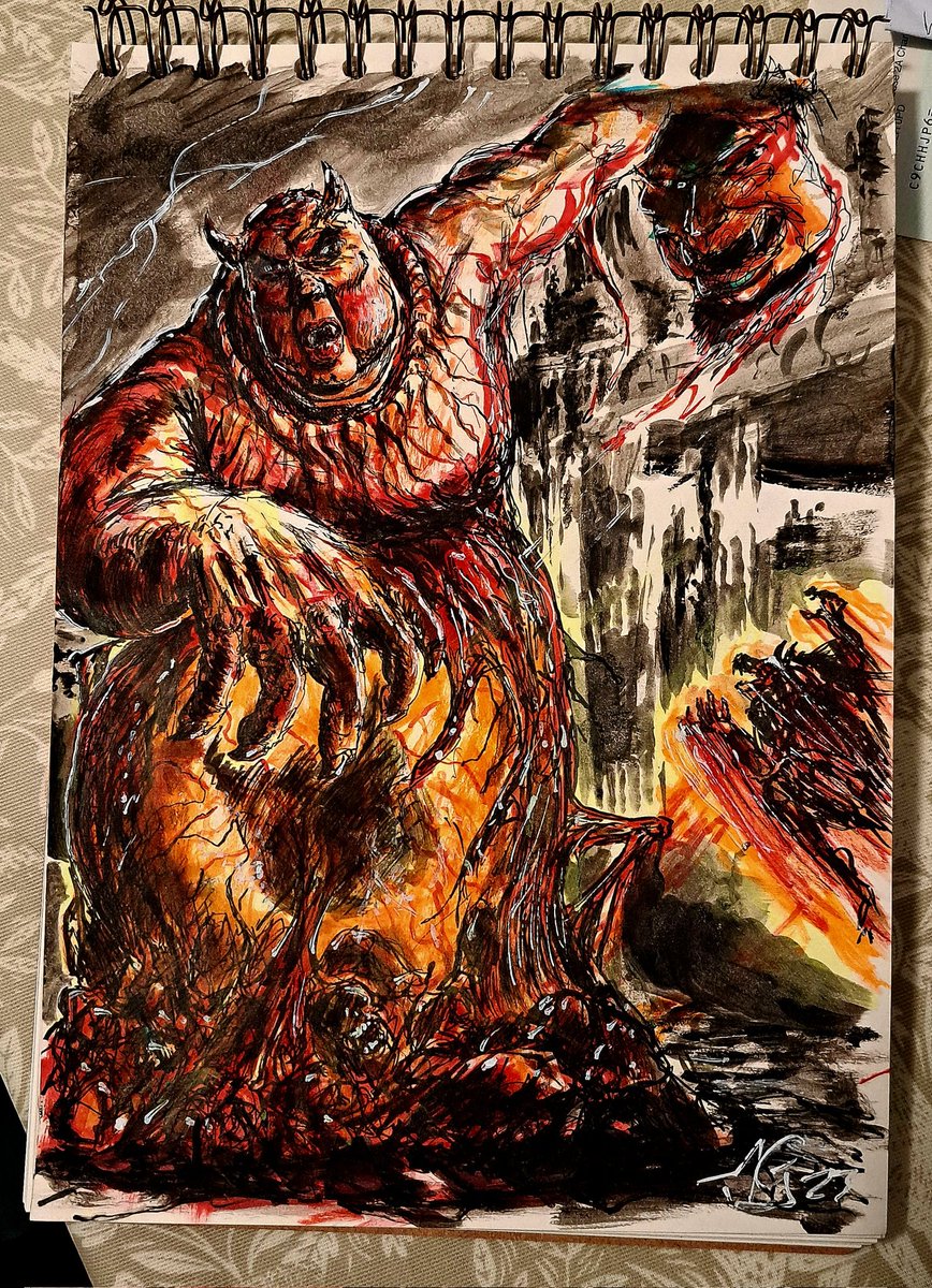 Who remembers Aggar, Neff's first boss form from #AlteredBeast? Mixed media on paper. Feeling sketchy! <a href="/SEGAhoarder/">(▀̿̿Ĺ̯̿̿▀̿ ̿)</a> <a href="/SEGA_OFFICIAL/">セガ公式アカウント🦔</a> <a href="/SEGAotaku/">SEGA Otaku 📺🍹🏙</a> #segagenesis #megadrive #oldskoolgaming