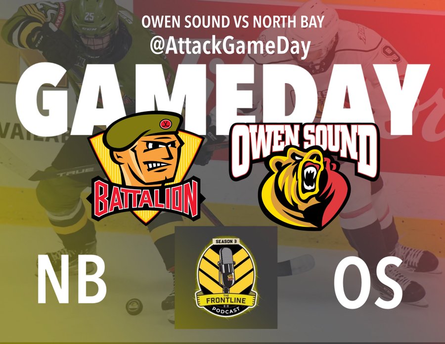 AttackGameday's tweet photo. NEXT GAME: SUNDAY SEPTEMBER 10th at NORTH BAY
400 P.M. PUCK DROP
@AttackGameday will have lineup notes and period summaries
#Preseason2023 this will be the 2nd year of @AttackGameday vs. @TheFrontlinePod
#OSvsNBAY https://t.co/Z4pEzHpf0r