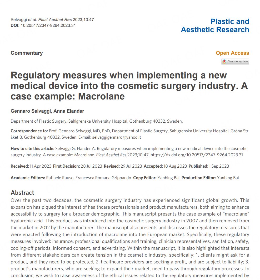 PARjournal's tweet photo. #Cosmetic #Surgery #Macrolane
Prof. @SelvaggiGennaro (PAR #Editorial #Board #Member) presents a valuable Commentary🎉🎉
🔖Regulatory measures when implementing a new medical device into the cosmetic surgery industry. A case example: Macrolane
🔗https://t.co/gh1AB9PWge https://t.co/vxCUfEMcL9