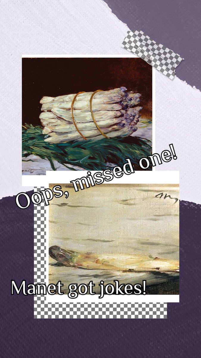 art_starving's tweet photo. Édouard Manet completed a commission depicting a bundle of asparagus &amp; the patron loved it. Manet quickly painted a single spear and sent it with a note stating, “there was one missing from your bunch.” See the bundle at @MuseeOrsay or the solo spear at #WallrafRichartzMuseum. https://t.co/QxsUOHdD4W