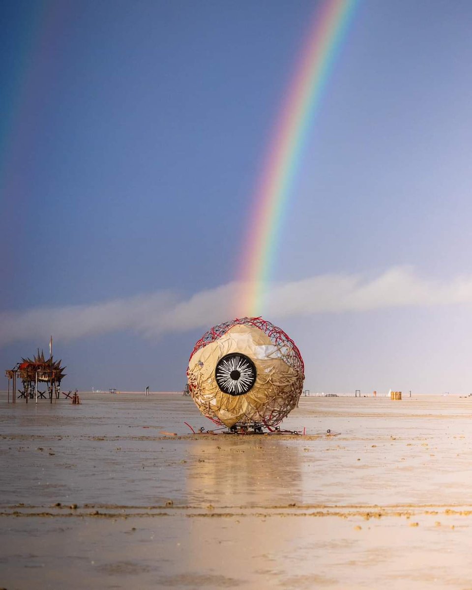 While CNN was doom reporting, we were swooning over rainbows, group hugging, cheering for toilet paper deliveries, making shoes out of zip lock bags and duct tape, and hosting an incredible all night dance party on our muddy dance floor. (photo not mine) #BurningManFestival