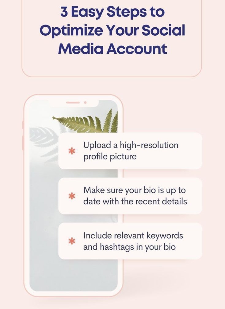 social media optimization is an ongoing process, so regularly evaluate and adjust your strategy based on your goals and audience feedback.#steps #socialmediaaccount