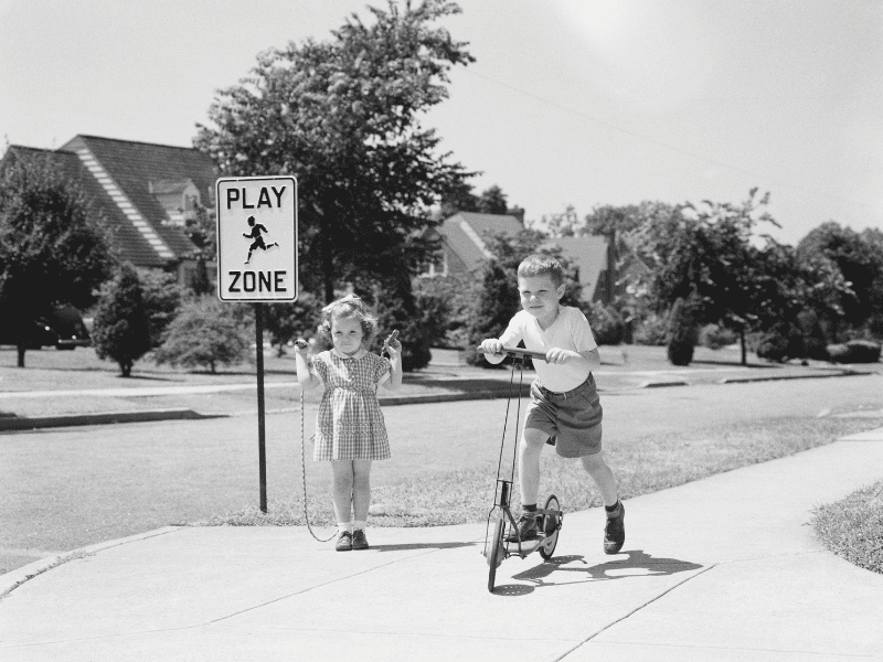 A neighborhood where kids can play and roam the streets until dark. Where everybody looked out for everyone else, and mothers shouted their kids name from the porch when it was time to come home for dinner. Let's go back! #1960s