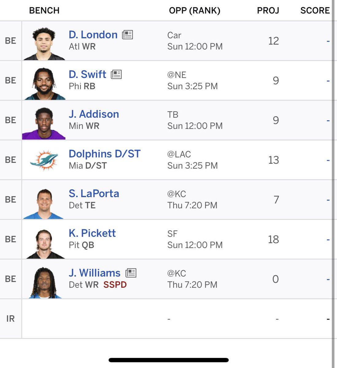SethWiley's tweet photo. @fantasyfocus 14 team ppr; picked 8/14; Team name: “Catch these Shanahands” https://t.co/7jc5qL3eP7