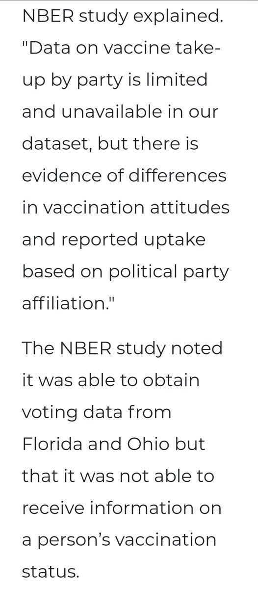 @Grex83168908 @NSFWPoliticsNow @TheMFingCOO @SpartaJustice @LeadingReport I study data. Every mindlessly regurgitated article spewing this crap used this data from the NBER study. They did not know the voting record of any death. They just guessed by state. Florida also has one of the oldest populations in the US. Guess what subset was uniquely…