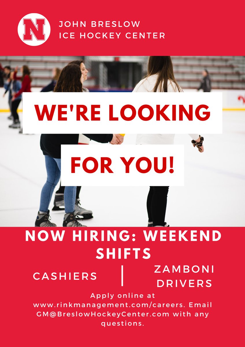 📢 We’re hiring! 

Flexible, part-time shifts are available Friday-Sunday.

Apply here: rinkmanagement.com/careers (type “Lincoln” in the search bar)

*must be 16 years of age or older.