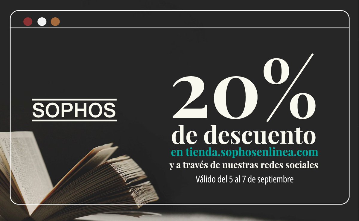 sophosenlinea's tweet photo. ¡Enriquezca su biblioteca personal con libros excepcionales! Del 5 al 7 de septiembre, aproveche un 20% de descuento al comprar en https://t.co/UIzKtURVnM y a través de nuestras redes sociales. https://t.co/lhYHulol95
