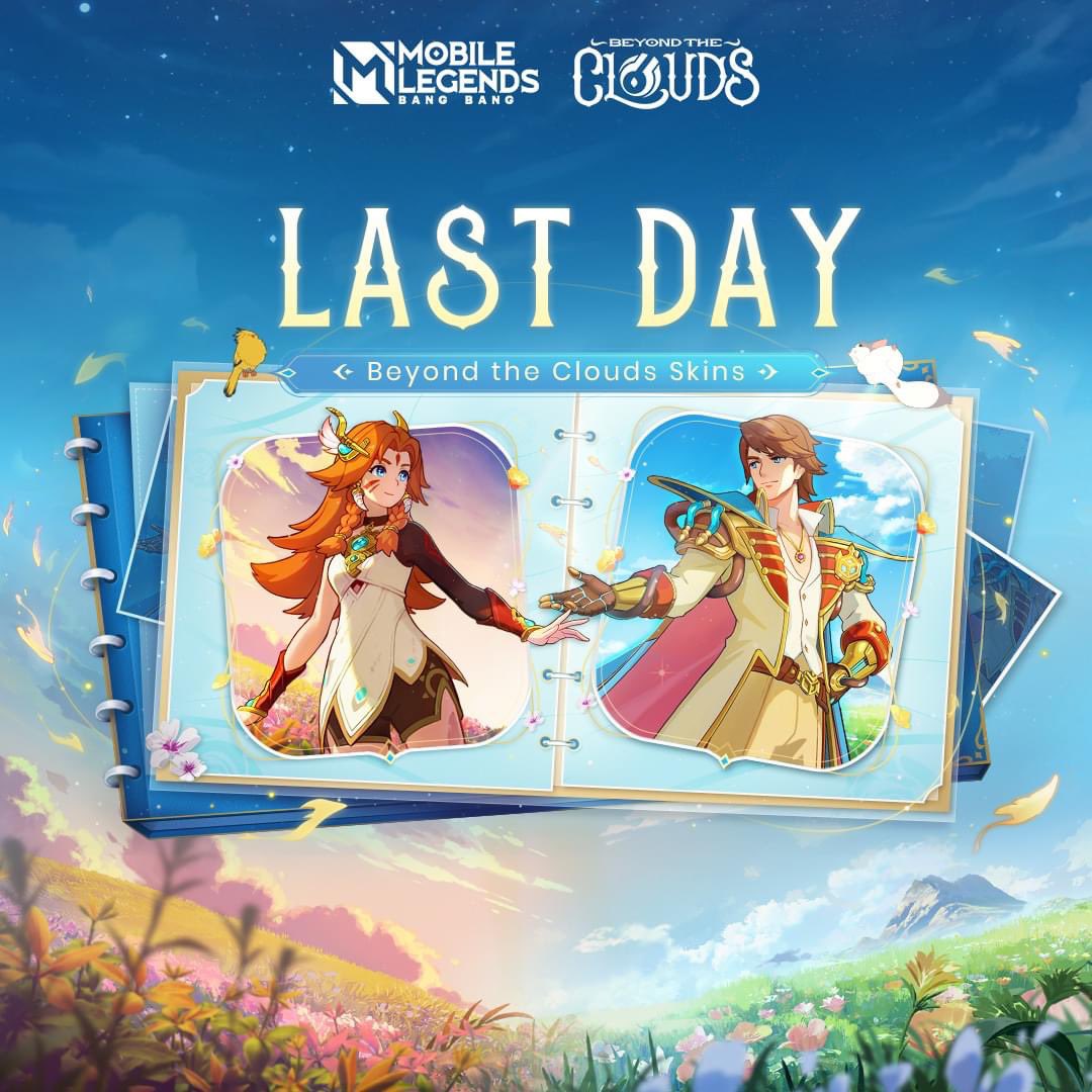 MobileLegendsOL's tweet photo. This is the last day before the "Beyond the Clouds" event ends! Grab this last chance to get exclusive items like Beyond the Clouds skins of Edith and Xavier and animated Profile Backgrounds!
#MobileLegendsBangBang
#MLBBNewSkin
#BeyondTheCloudsMLBB https://t.co/NPTD614RtL
